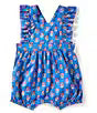 Blue Block Print Romper