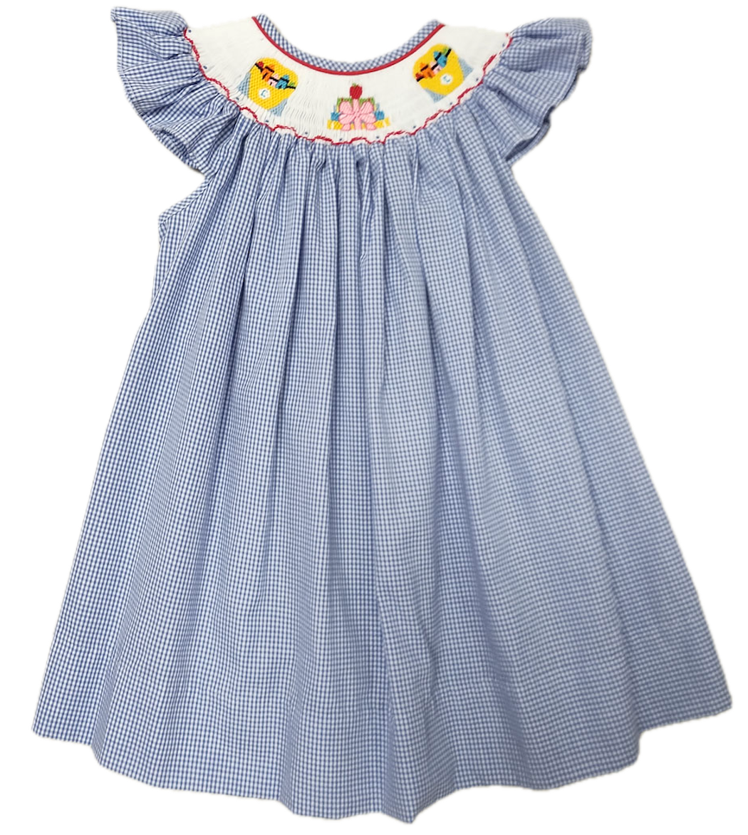 Back to School Hand Smocked Girls Bishop Dress