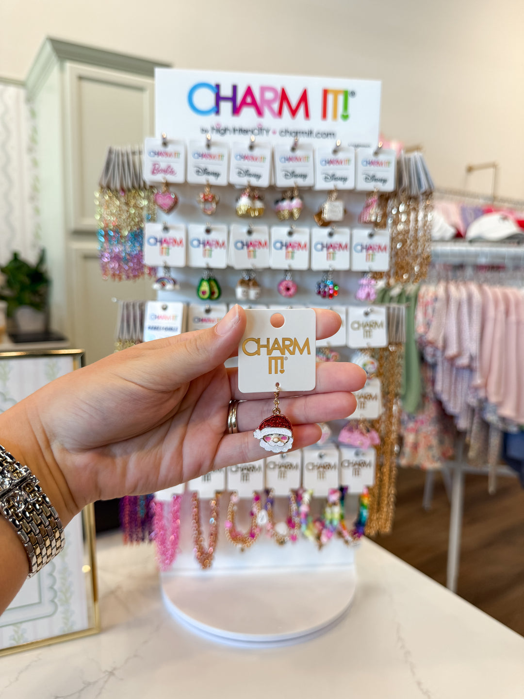 Gold Glitter Santa Charm
