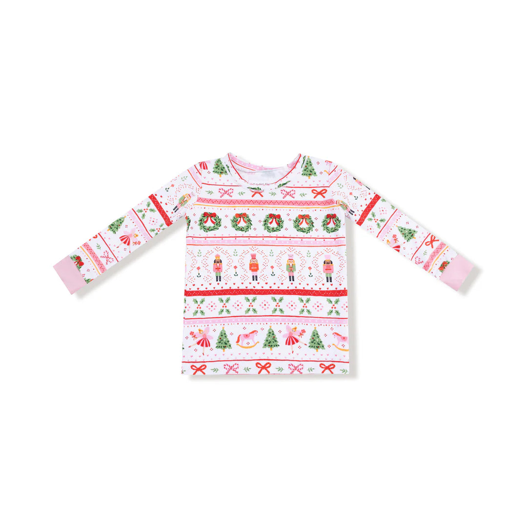 Sugar Plum Fairy - Nutcracker Fair Isle - Pink  Long Sleeve Loungewear Set