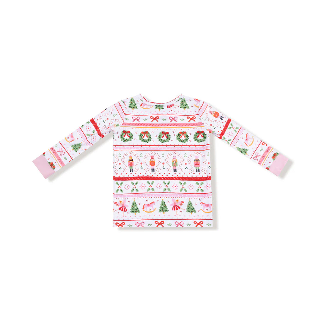 Sugar Plum Fairy - Nutcracker Fair Isle - Pink  Long Sleeve Loungewear Set