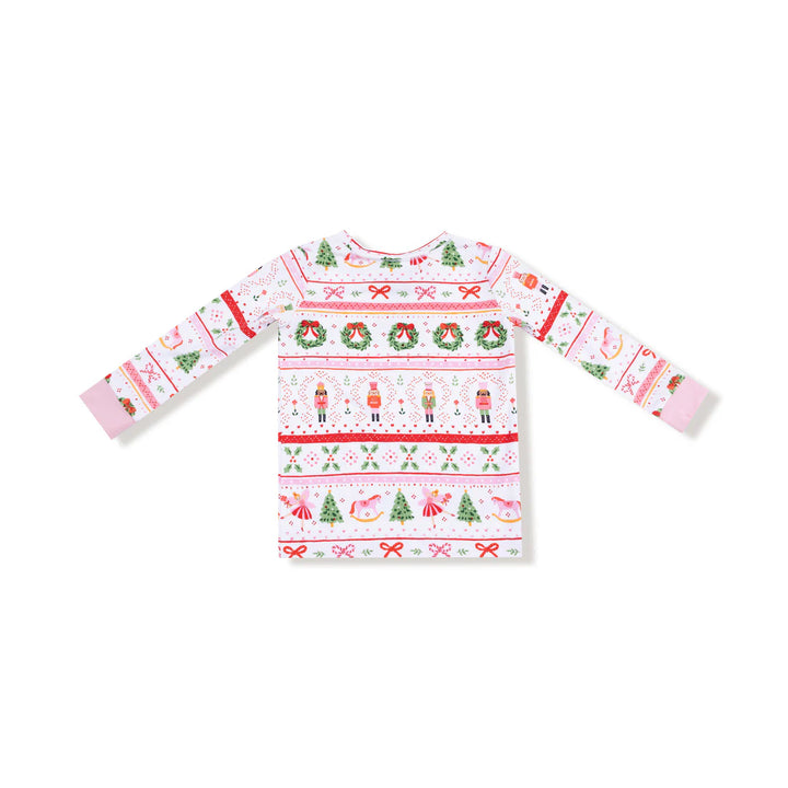 Sugar Plum Fairy - Nutcracker Fair Isle - Pink  Long Sleeve Loungewear Set
