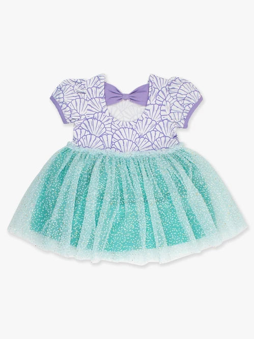 Magical Mermaid Short Sleeve Princess Bow Twirl Dress