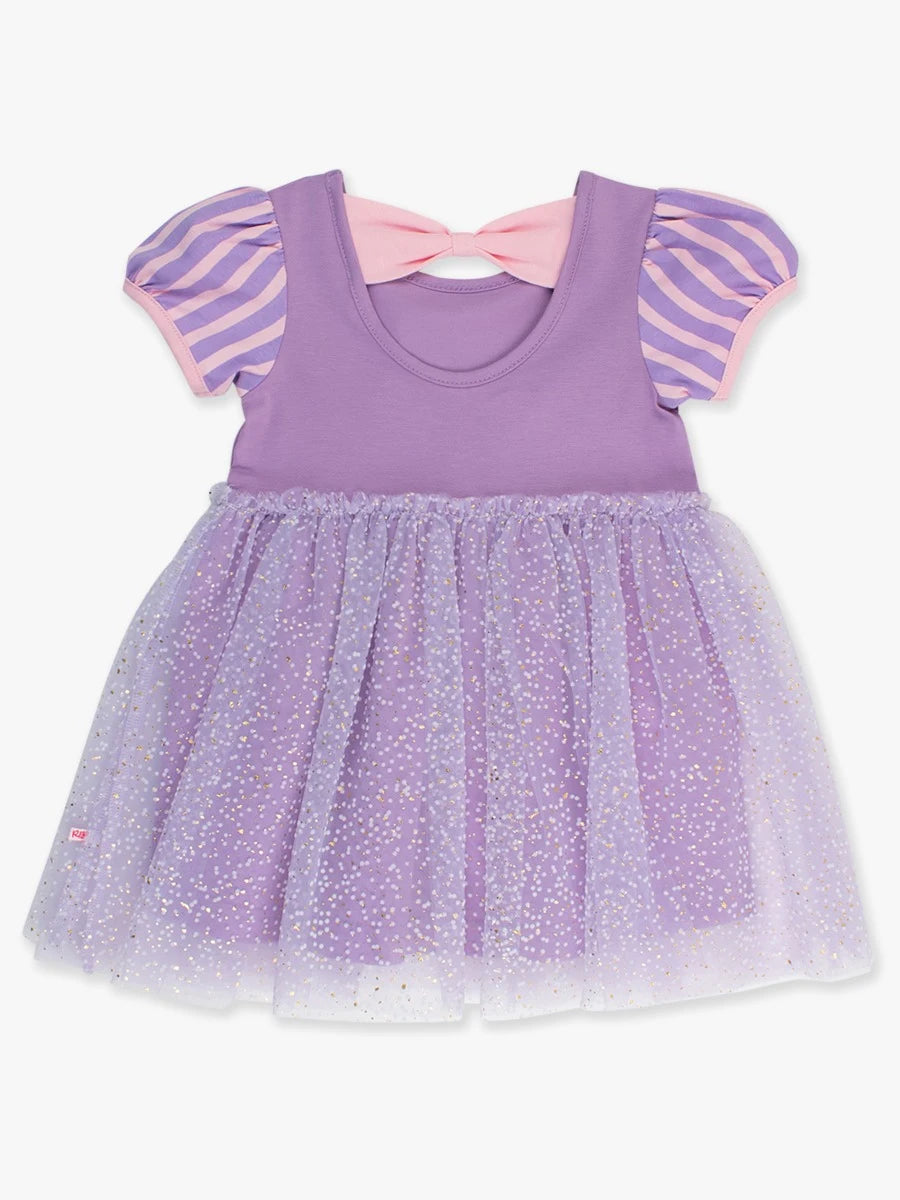 Amethyst Princess Short Sleeve Princess Bow Twirl Dress
