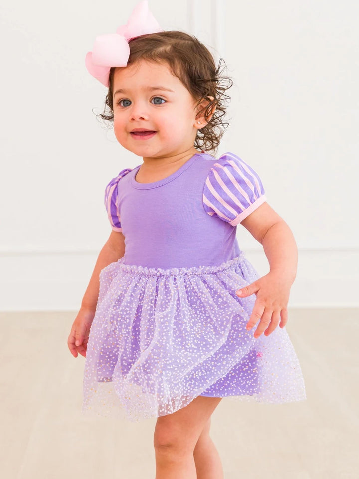 Amethyst Princess Short Sleeve Bow Twirl Romper