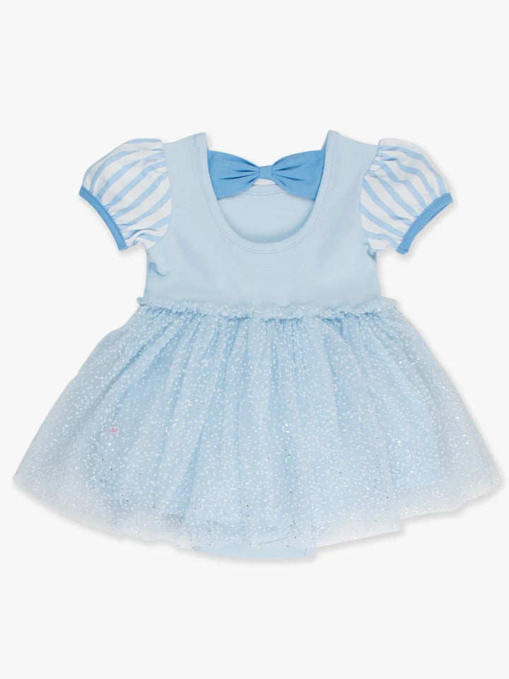 Crystal Blue Princess Short Sleeve Princess Bow Twirl Romper