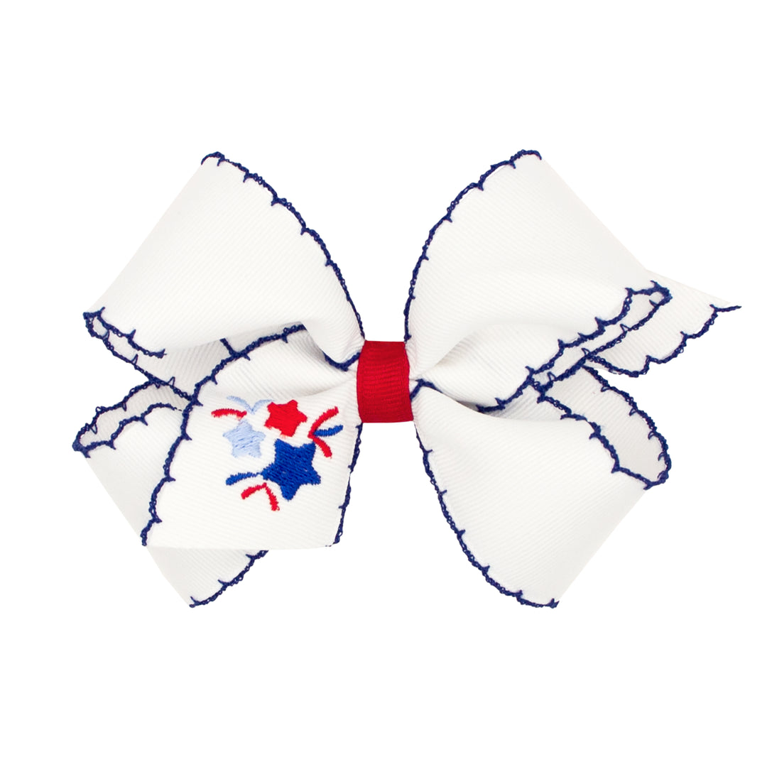King Grosgrain Patriotic Bow Embroidered - Fireworks