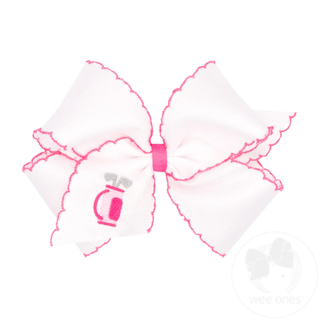 Grosgrain Hair Bow with Moonstitch Edge and Country Golf Bag Embroidery
