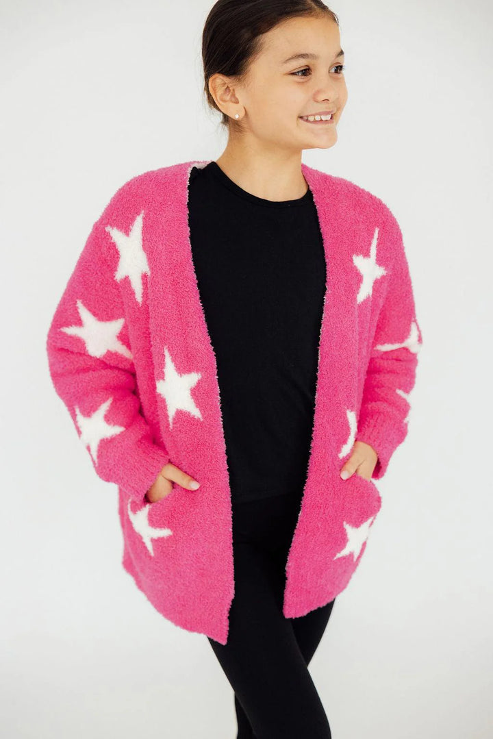 Bright Pink/Coconut Star Cozy Cartigan