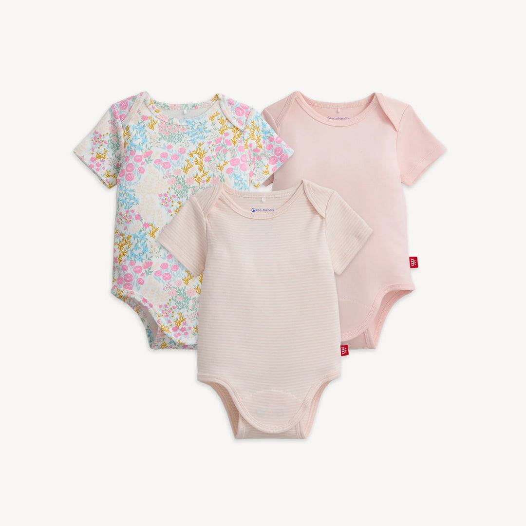 Organic Cotton Bodysuit 3pck Meadow Song / Countryside Stripe / Countryside Pink Magnetic Me
