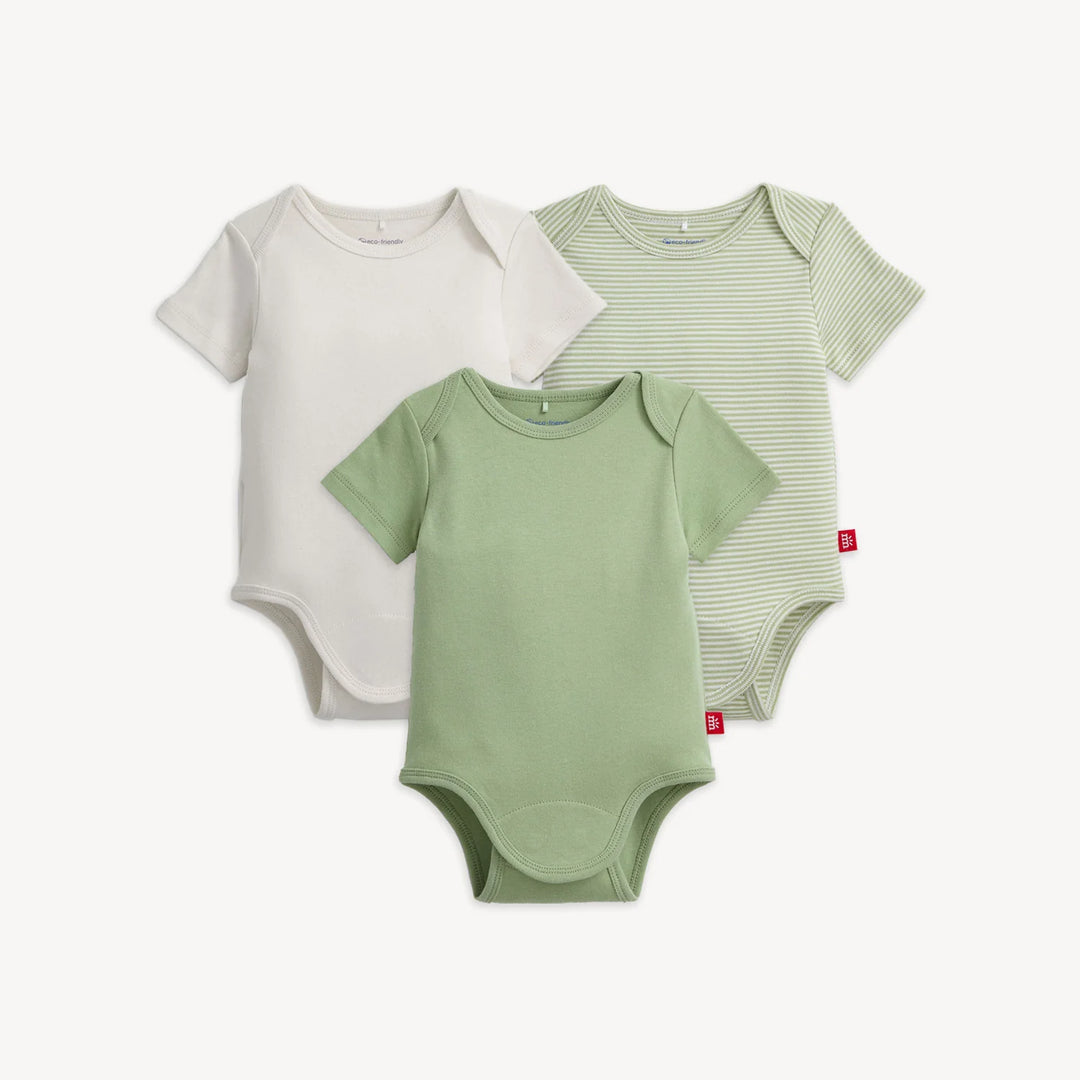 Organic Cotton Bodysuit 3pck Creme / Central Park / Central Park Stripe Magnetic Me