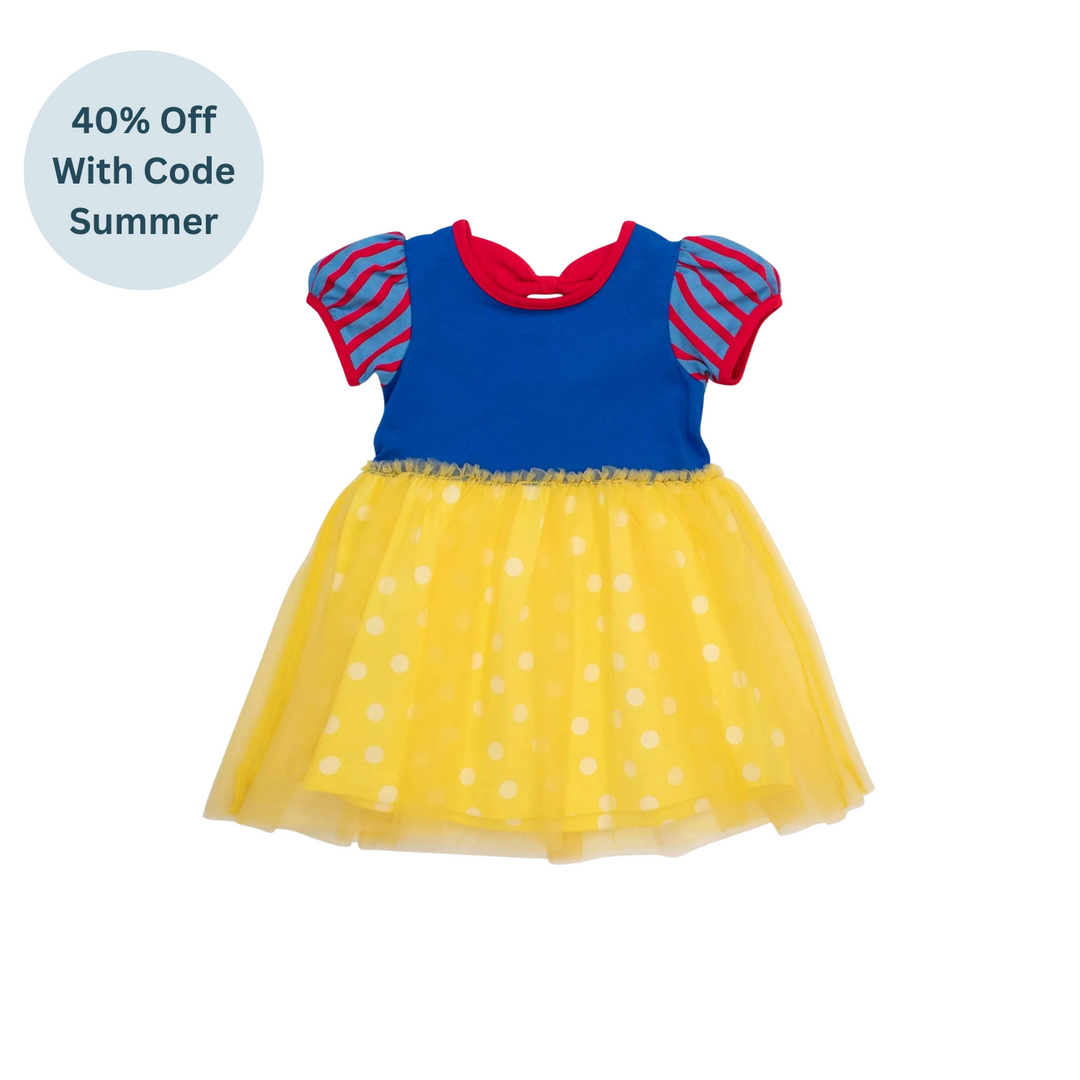 Royal Blue and Yellow Princess Short Sleeve Princess Bow Twirl Dress