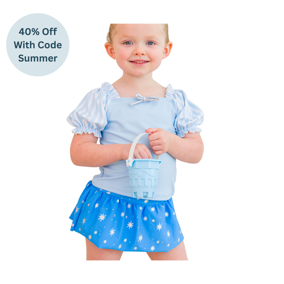 Crystal Blue Princess Puff - Sleeve Skirted 2-Piece