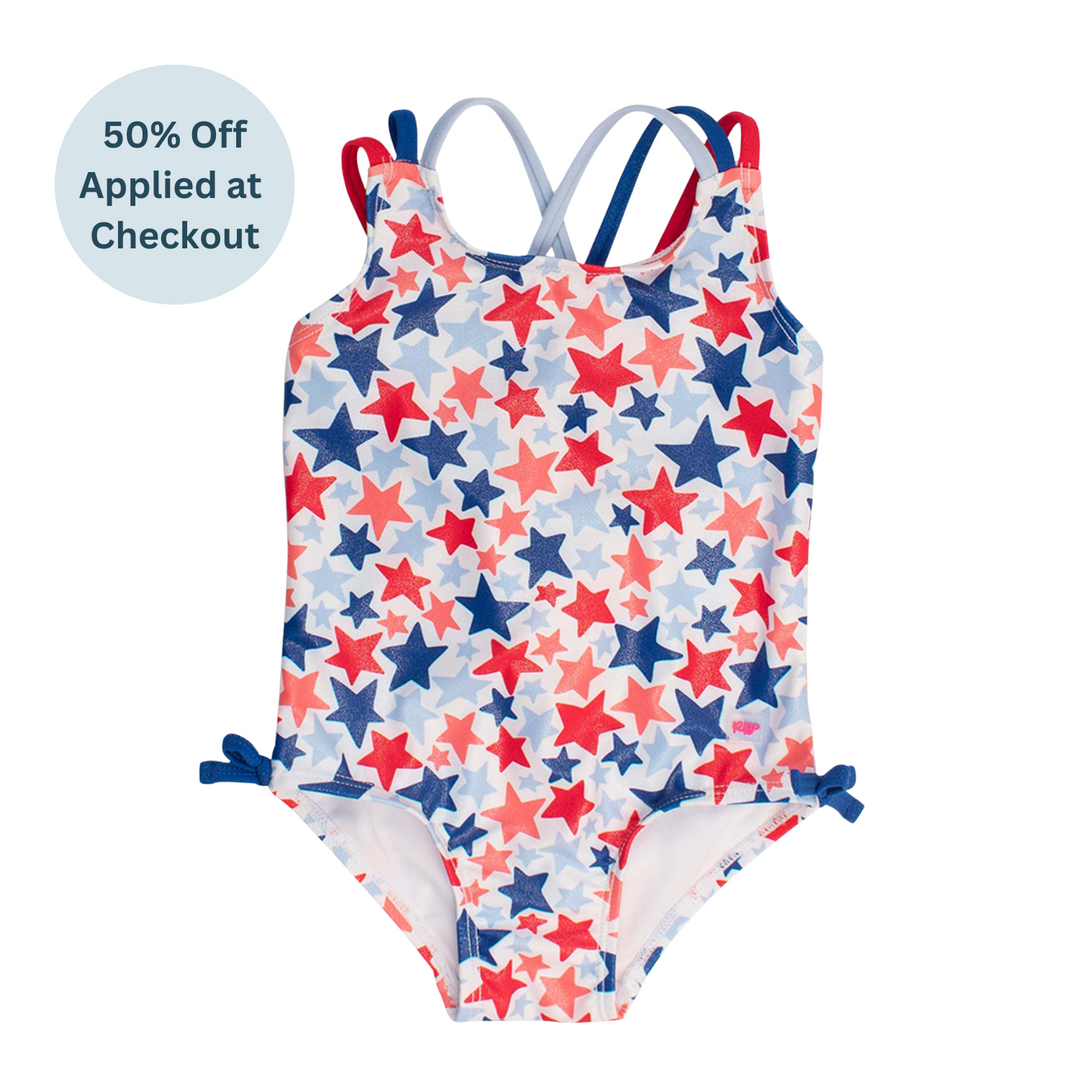 Shimmer Star Spangled Cross Back Swimsuit
