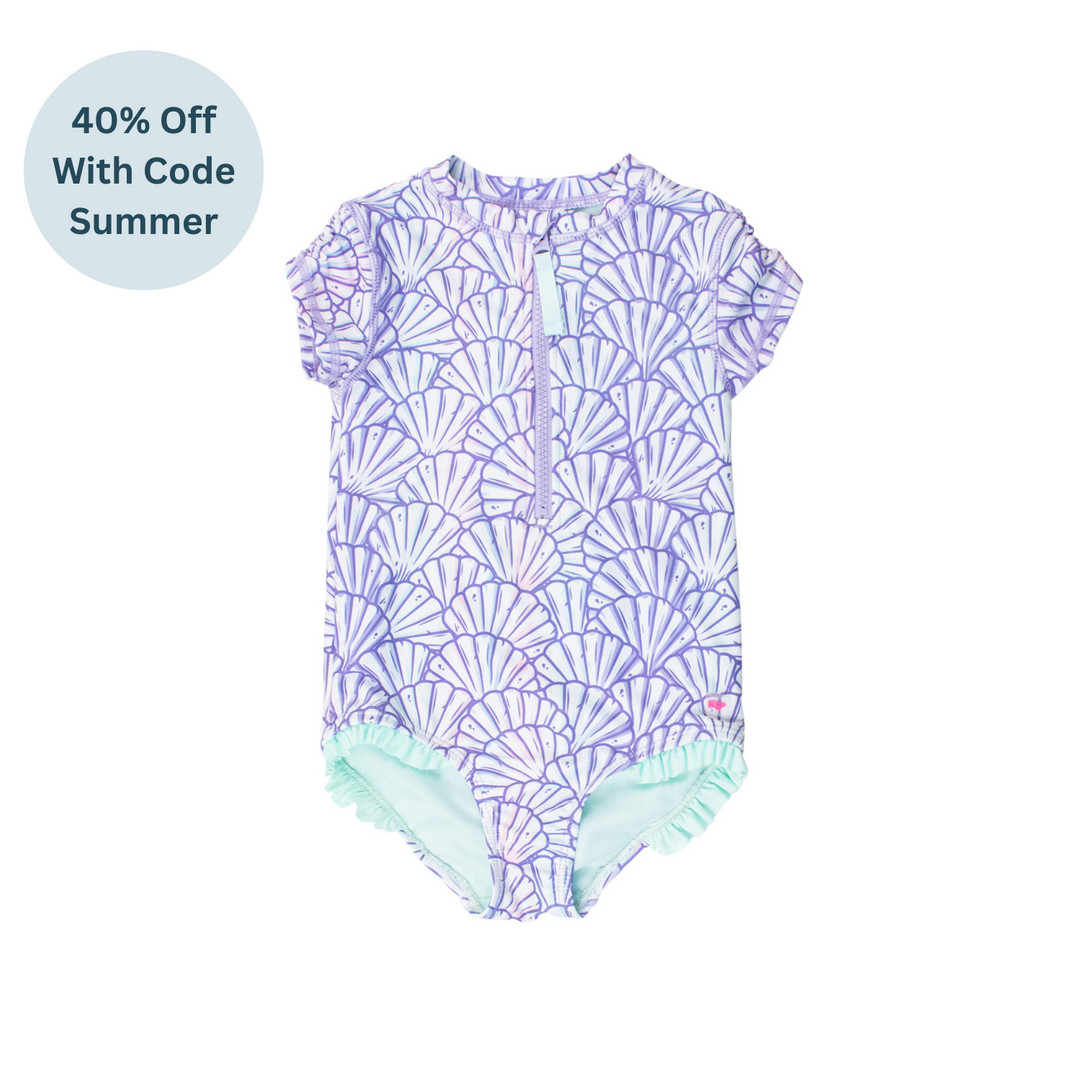 Magical Mermaid Short Sleeve Rash Guard One Piece