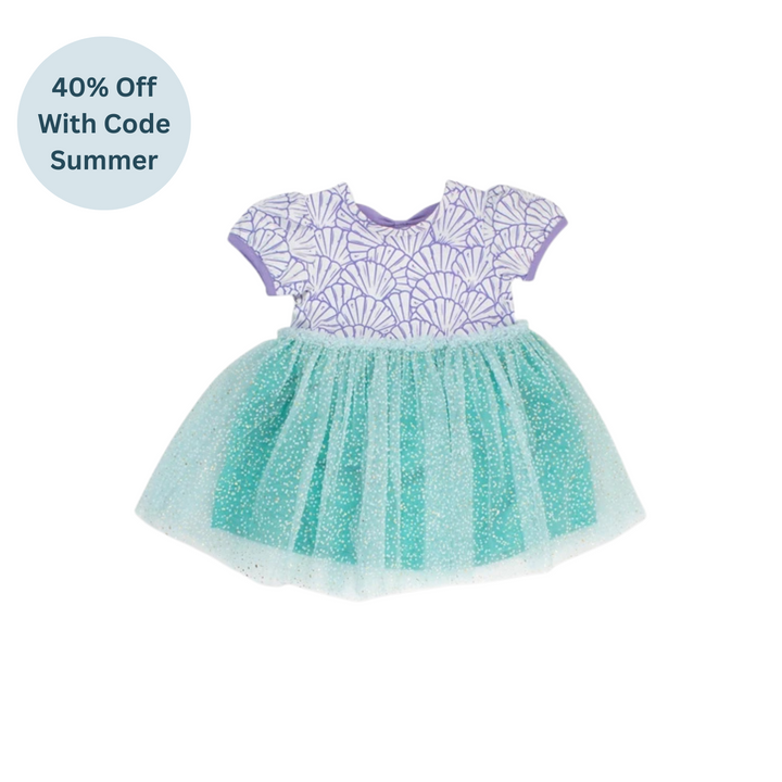 Magical Mermaid Short Sleeve Princess Bow Twirl Dress