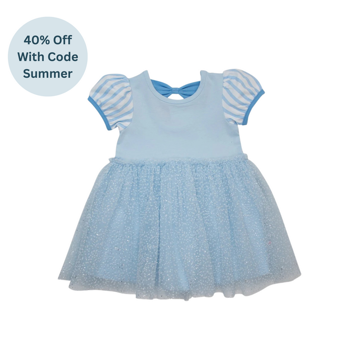 Crystal Blue Princess Short Sleeve Twirl Dress