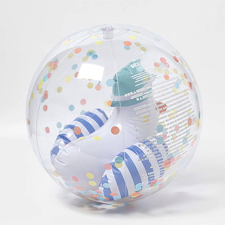 3D Inflatable Beach Ball Sid the Seagull Blue Stripe