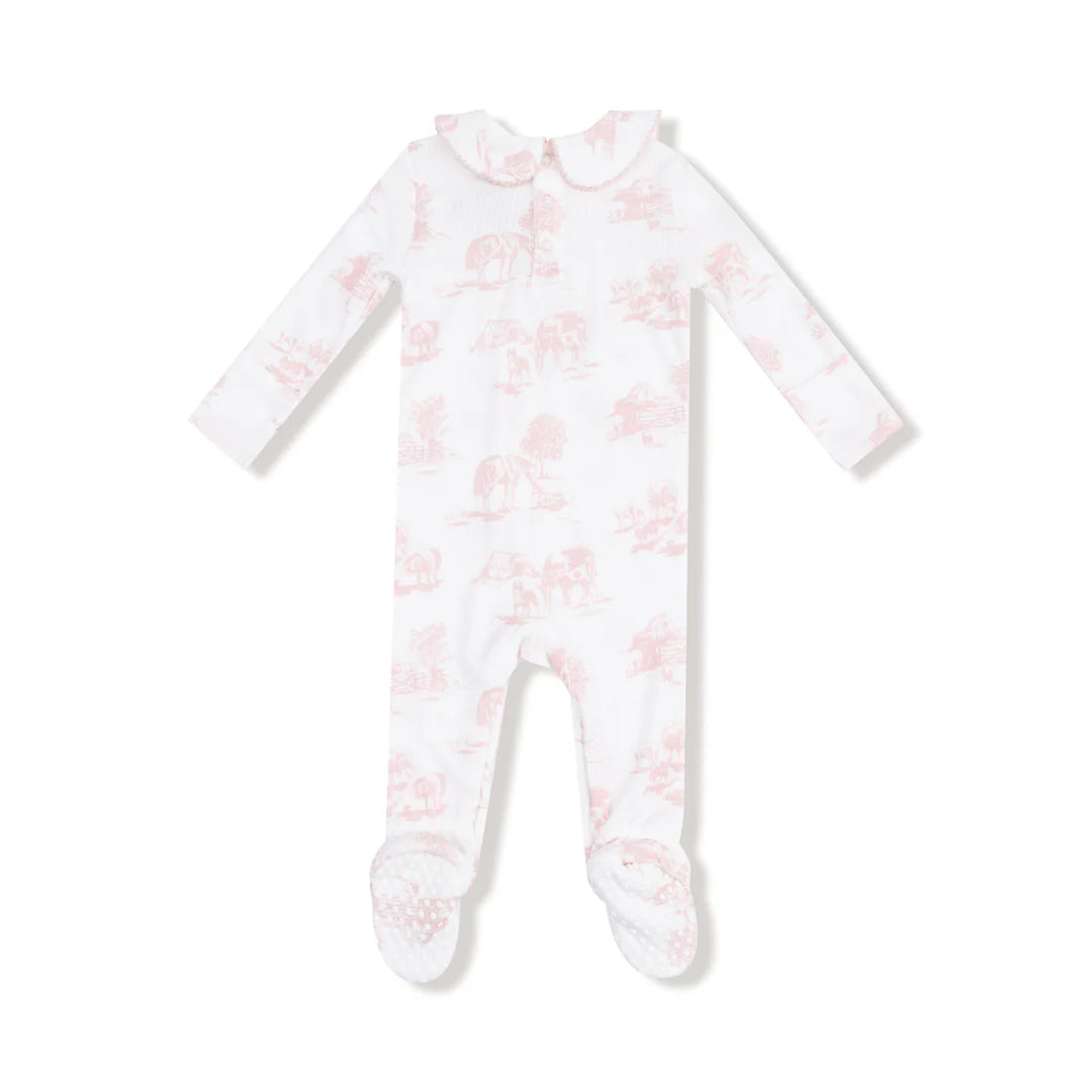 Pink Farm Toile 2 Way Zipper Footie