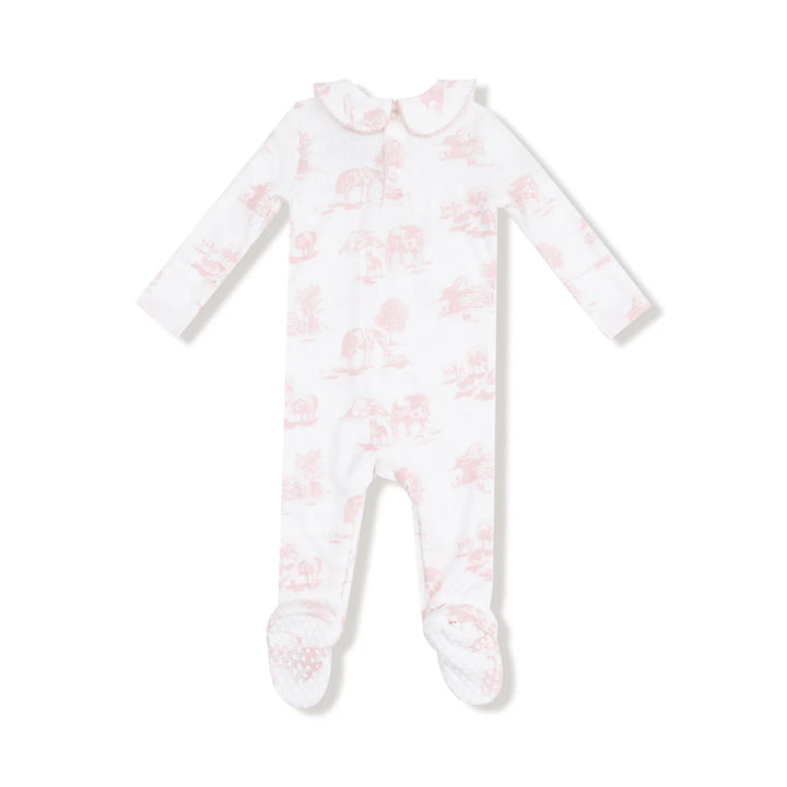Pink Farm Toile 2 Way Zipper Footie