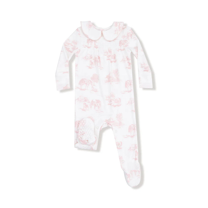 Pink Farm Toile 2 Way Zipper Footie