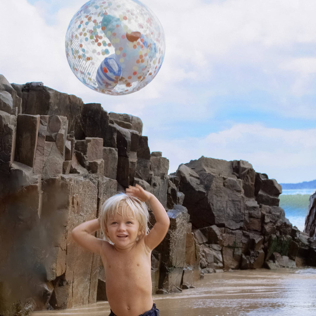 3D Inflatable Beach Ball Sid the Seagull Blue Stripe