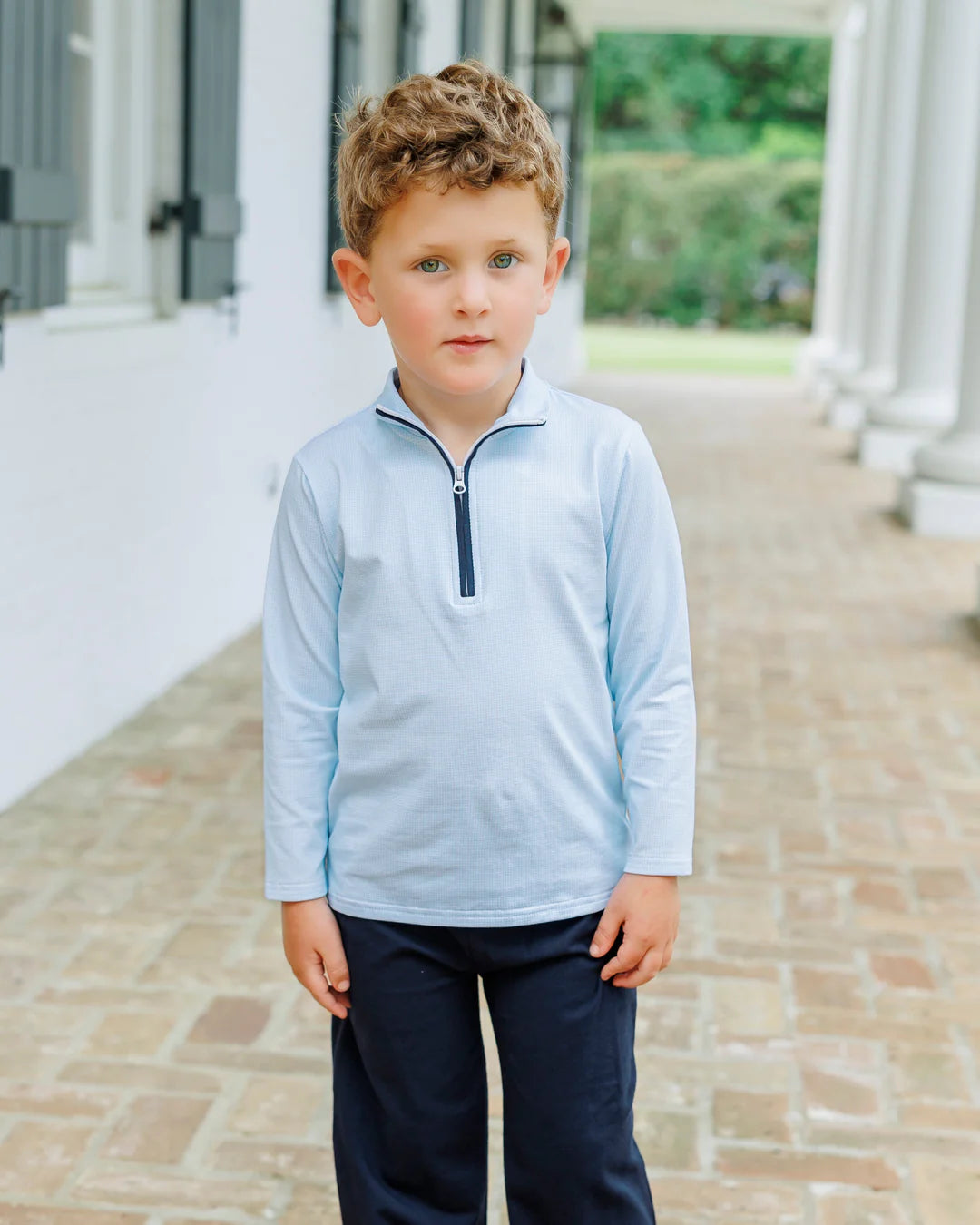 Evan Pullover Pant Set- Mini Blue Gingham