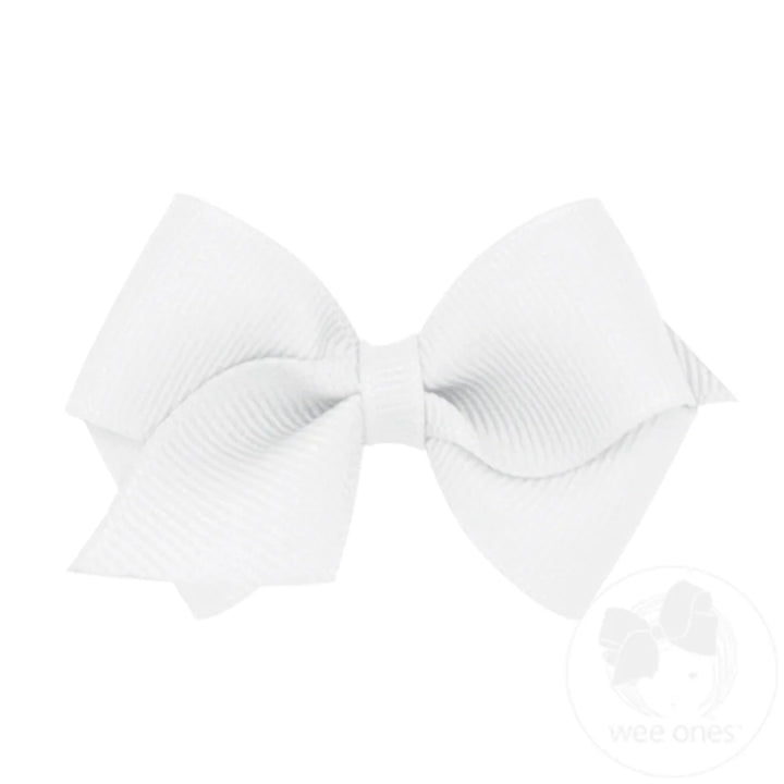 Classic White Grosgrain Girls Hair Bow (Plain Wrap)