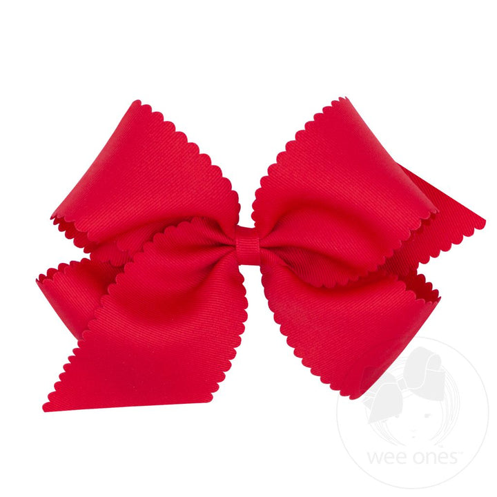 Grosgrain Red Hair Bow Scalloped Edge