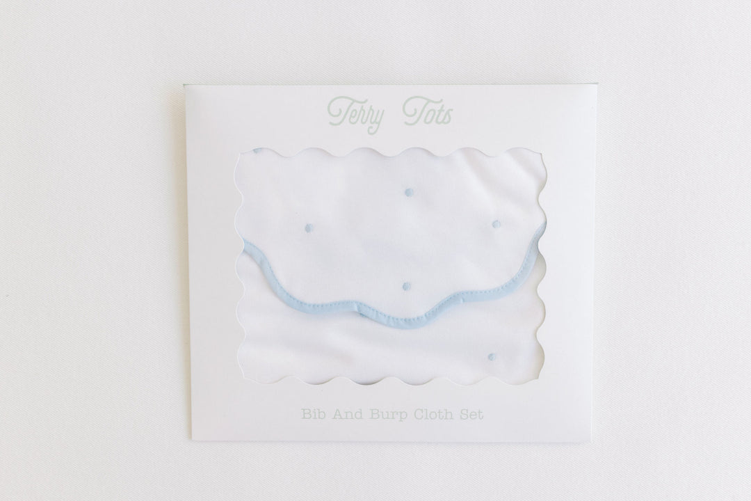 Embroidered Dots Bib & Burp Set