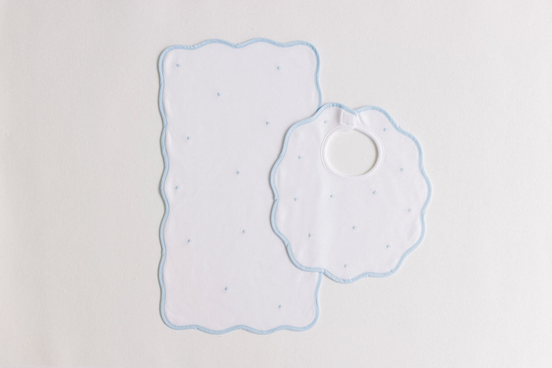 Embroidered Dots Bib & Burp Set