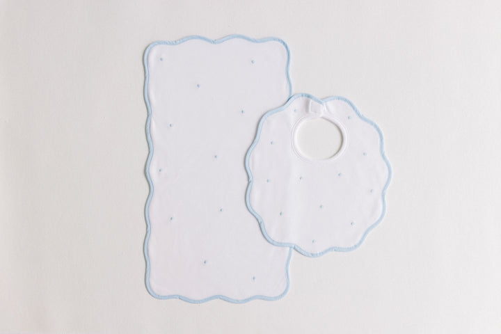 Embroidered Dots Bib & Burp Set