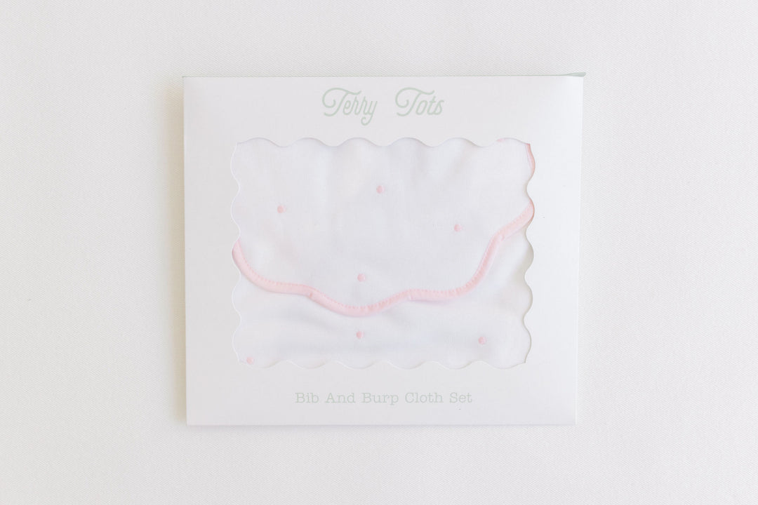 Embroidered Dots Bib & Burp Set