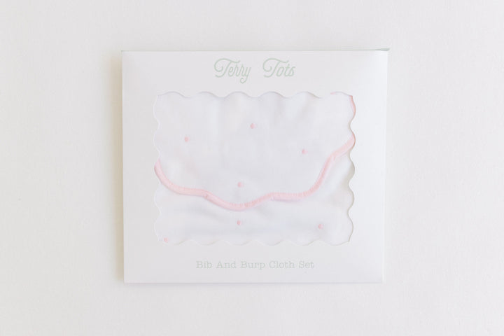 Embroidered Dots Bib & Burp Set