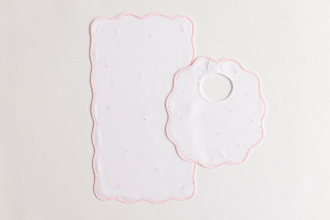 Embroidered Dots Bib & Burp Set
