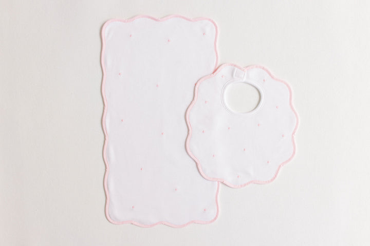 Embroidered Dots Bib & Burp Set
