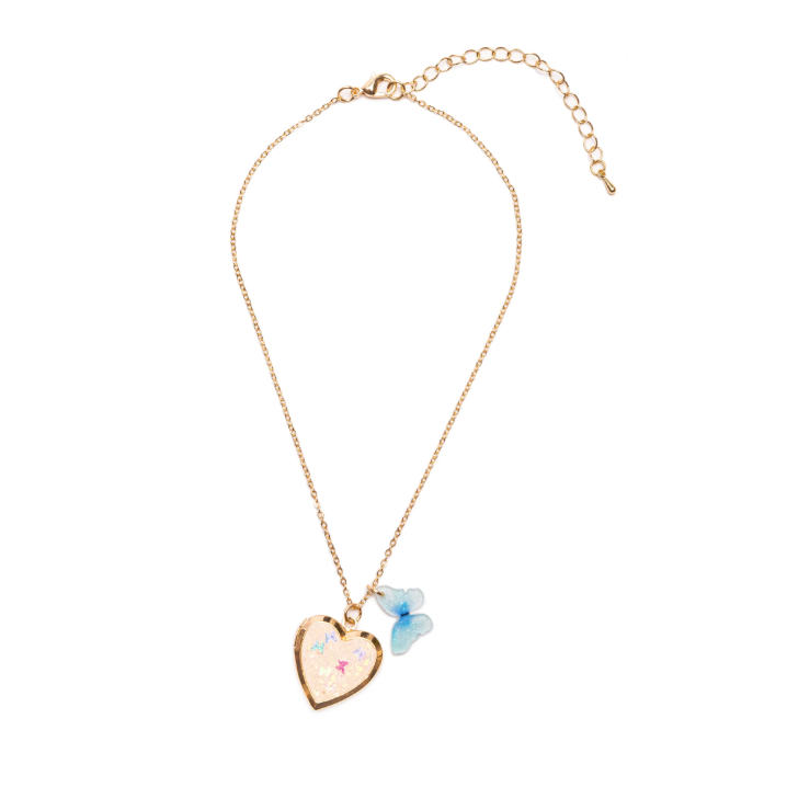 Butterfly Heart Locket Necklace