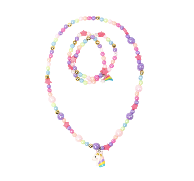 Cheerful Starry Unicorn Necklace & Bracelet Set