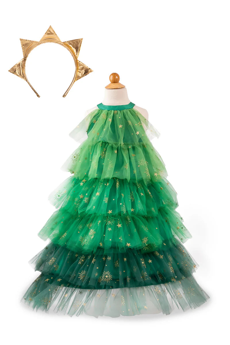 Great Pretenders Christmas Tree Dress with Headpiece, SIZE US 3-4