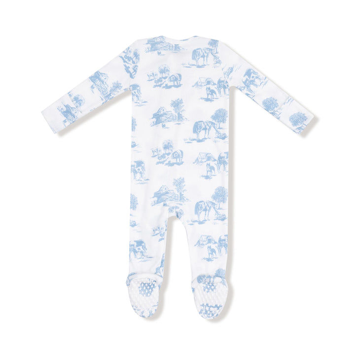 Blue Farm Toile 2 Way Zipper Footie