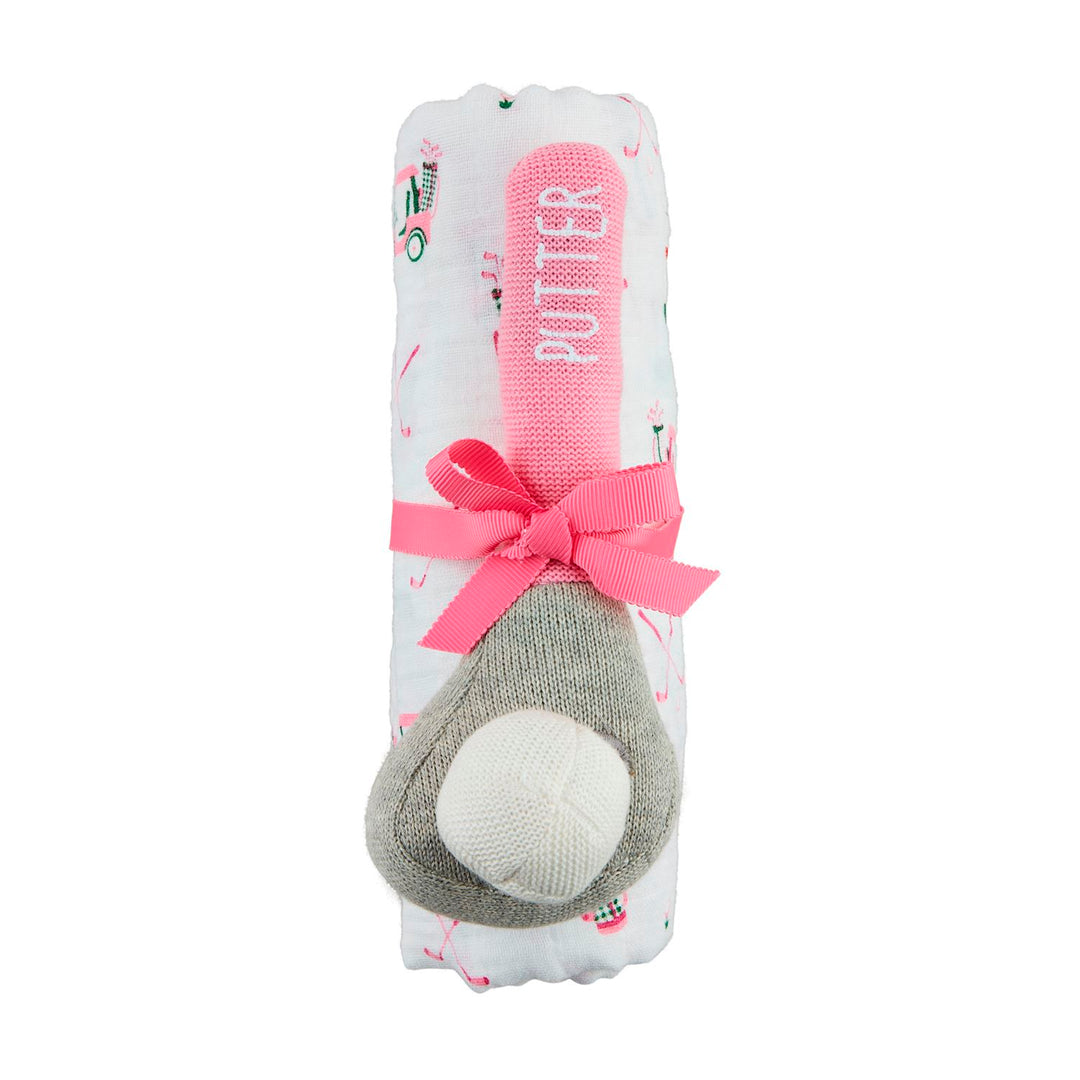 Girl Golf Swaddle & Rattle Set