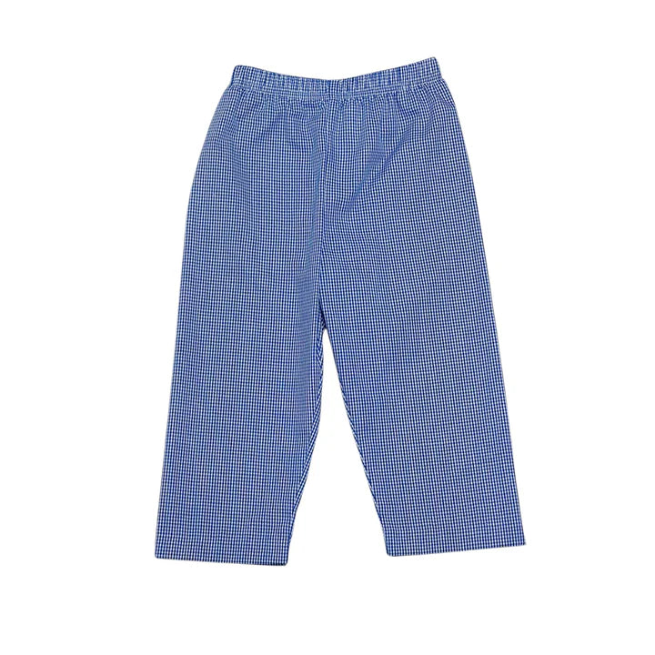 Harvest Leo Pants- Royal Blue Mini Gingham