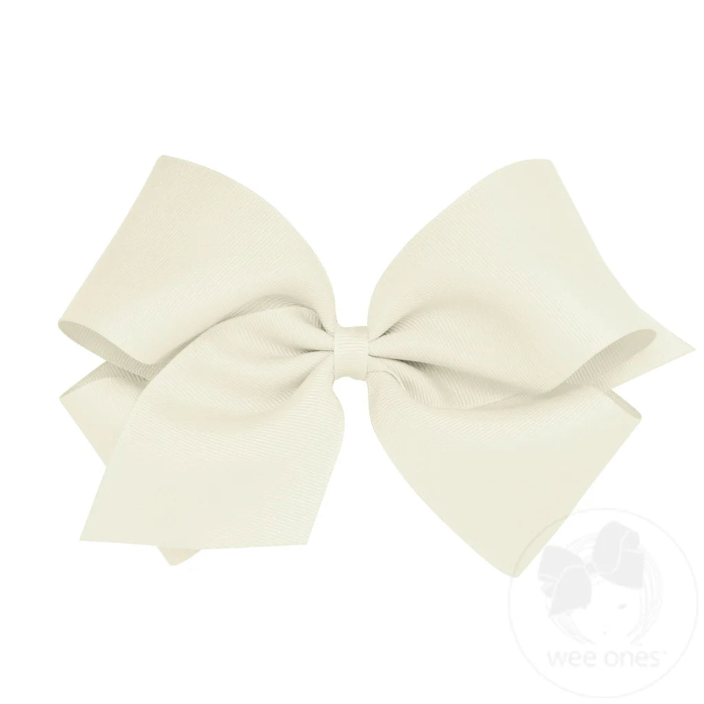 Classic Grosgrain Antique White Hair Bow (Plain Wrap)