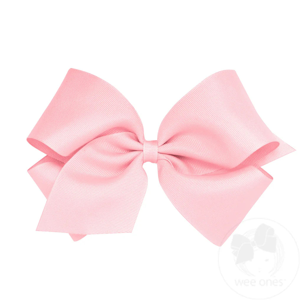 Light Pink Classic Grosgrain Hair Bow (Plain Wrap)