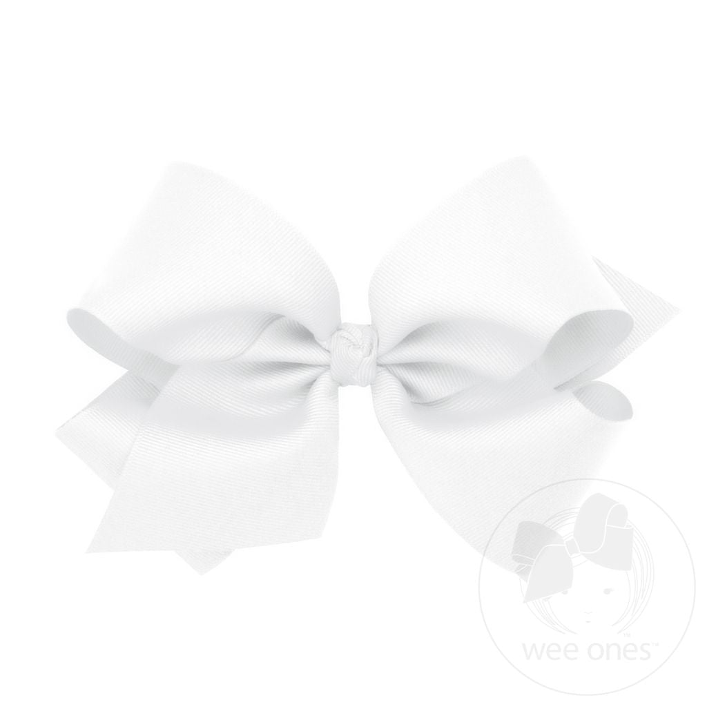 White Classic Grosgrain Hair Bow (Knot Wrap)