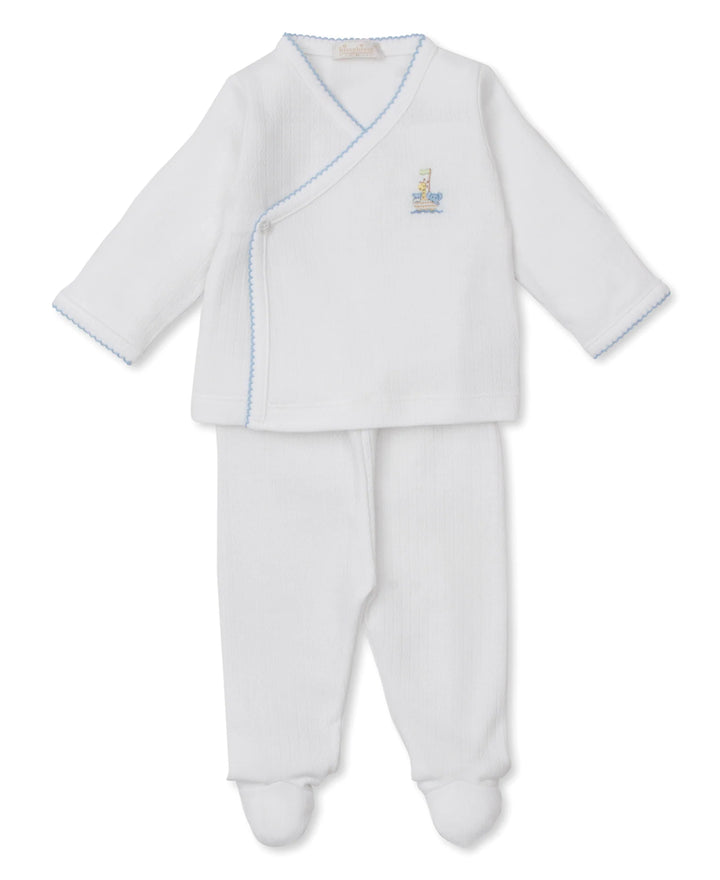 Premier Noah's Ark White/Blue Hand Emb. Cross Tee & Pant Set