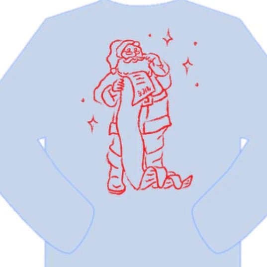 LS Light Blue Santa's Good List T-shirt