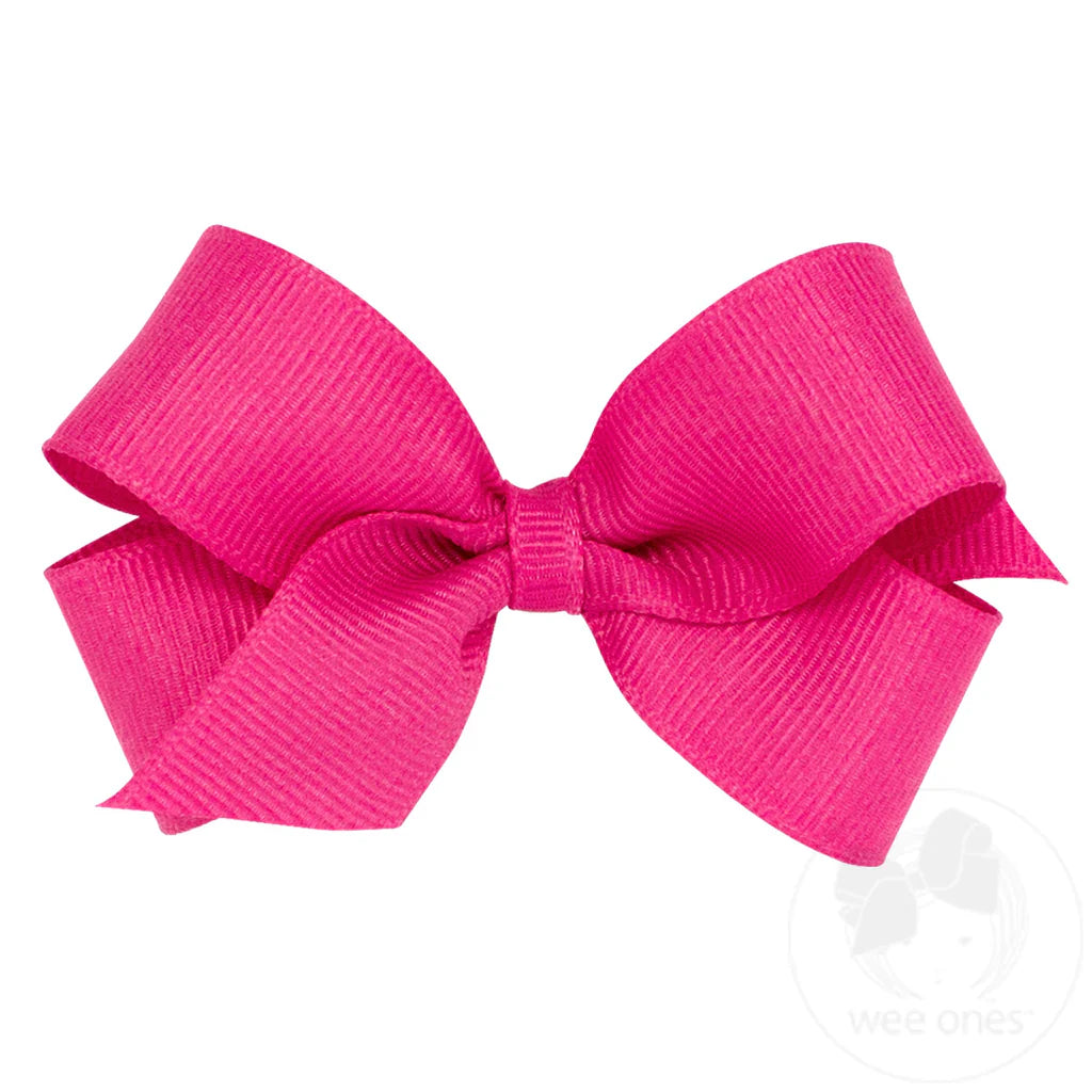 Classic Shocking Pink Grosgrain Hair Bow (Plain Wrap)