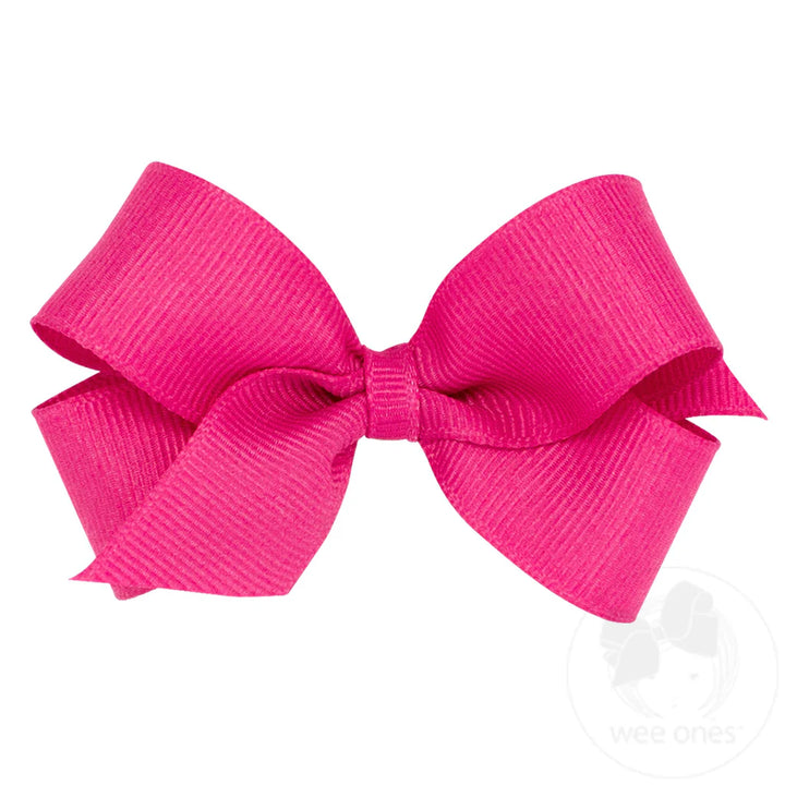 Classic Shocking Pink Grosgrain Hair Bow (Plain Wrap)