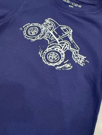 Short Sleeve Navy Monster Truck T-Shirt